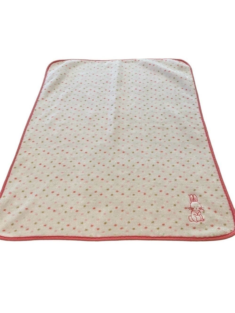 George Bunny Baby Blanket Plush Walmart White Pink Green Lovey Polka Dot Throw